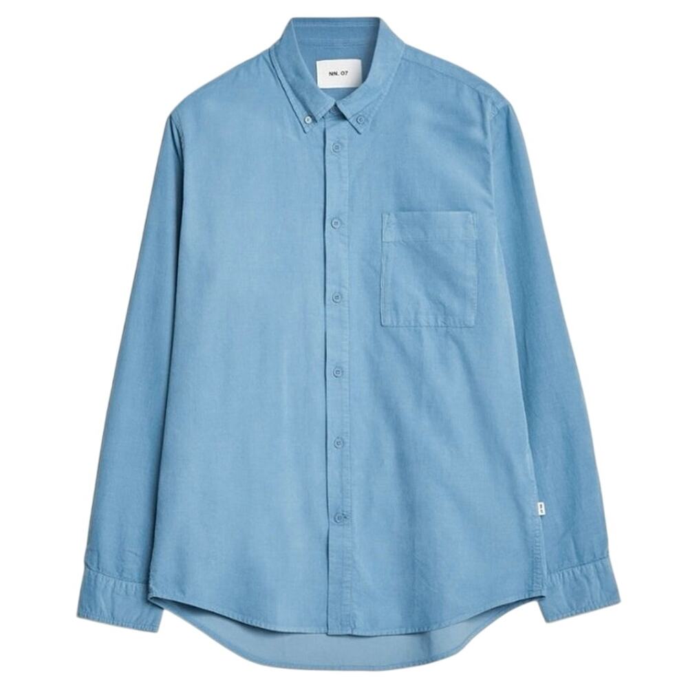 NN07 No Nationality Arne Soft Corduroy Button Up Long Sleeve Shirt XXL Pale Blue - Picture 2 of 11